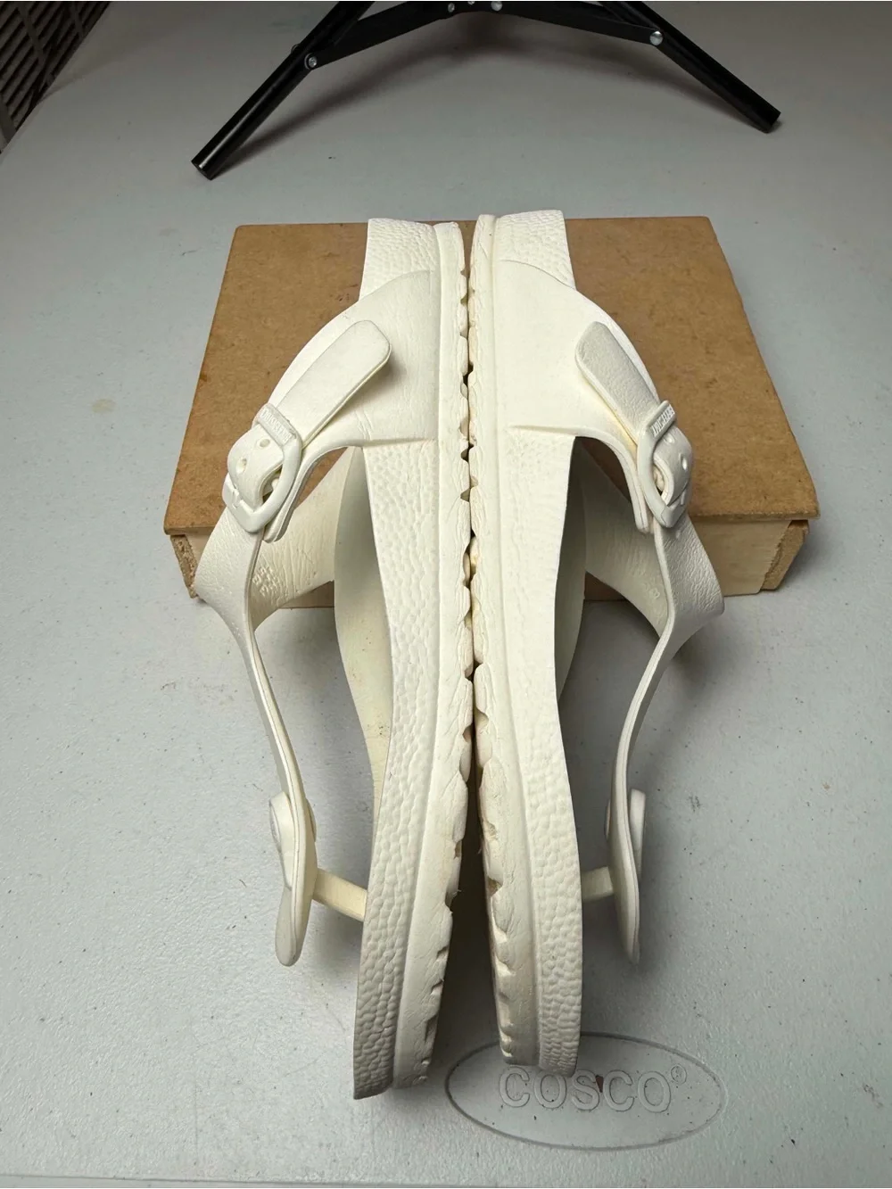 Birkenstock White EVA Thong Sandals with Adjustable Buckle - Picture 8 of 12